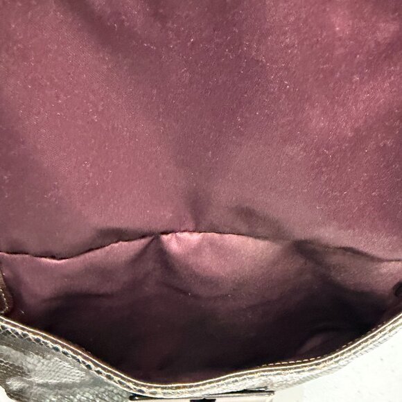 Coach Kristin Shoulder Bag Metallic Snakeskin Embossed Leather Gunmetal Hardware - Picture 10 of 14